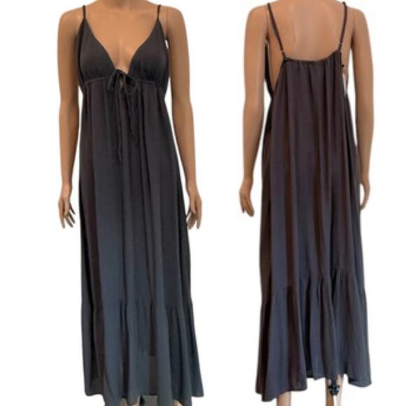 Rhea L/XL  Princess flowy strappy maxi dress Peppercorn D1 2346 - Picture 1 of 10